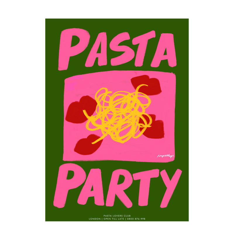 A3 Pasta Party Green Poster