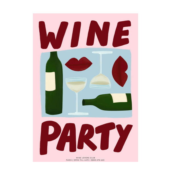 Affiche A3 Wine Party Pink Red