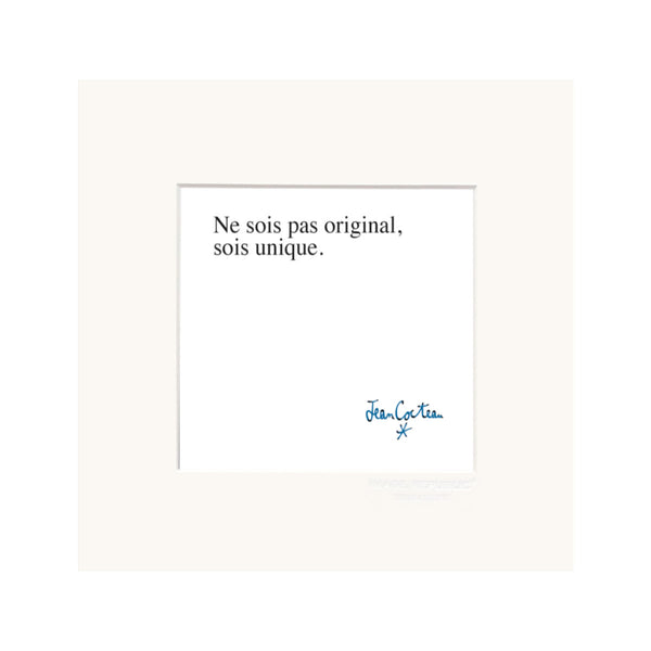 Cocteau Poster 0002 Don't Be Original, Be Unique - 22 x 22 cm