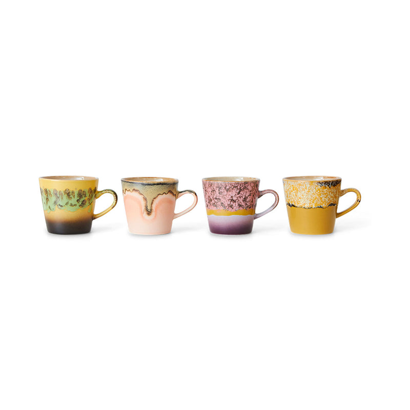 Set of 4 Americans Radiant 70's Coffee Mugs - 11.5 cm x 8.5 cm