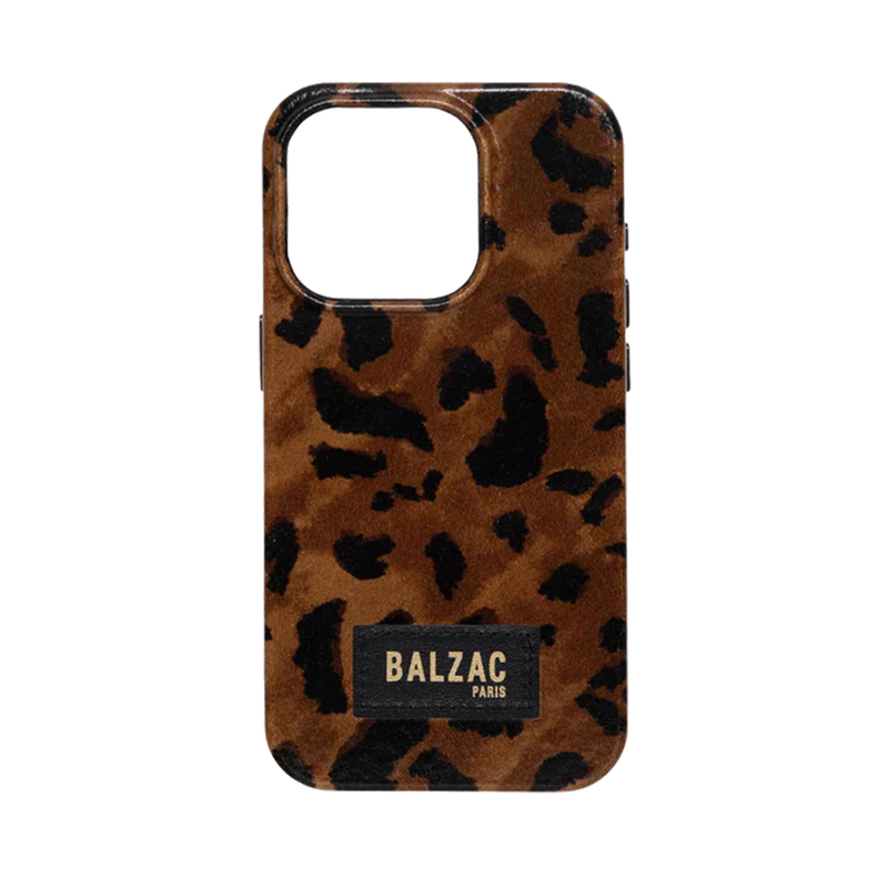 Cappuccino cheetah leather phone case