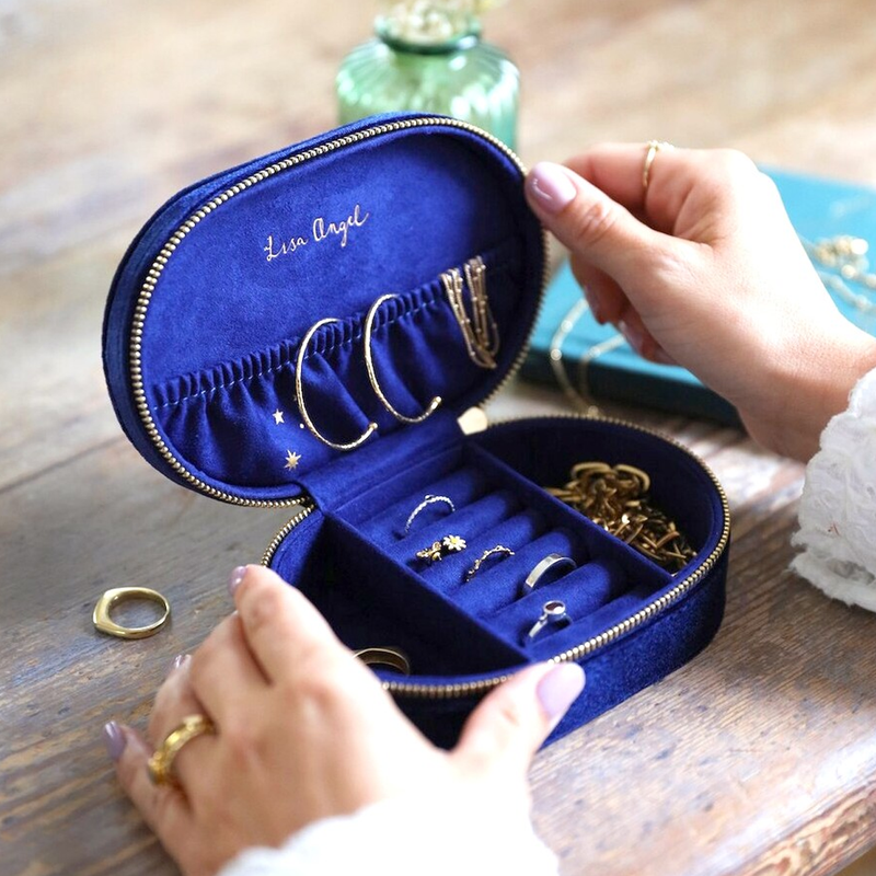 Starry Night Velvet Jewelry Box - Navy Blue
