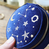 Starry Night Round Velvet Jewelry Box - Navy Blue | Fleux | 5