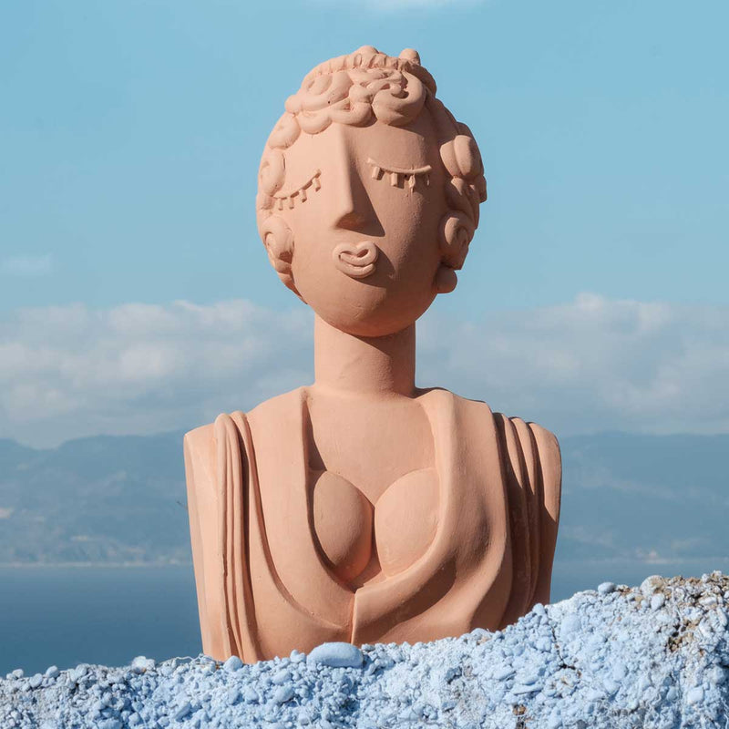 Buste Poppea - 24 cm x 20 cm x 44 cm - Terracotta