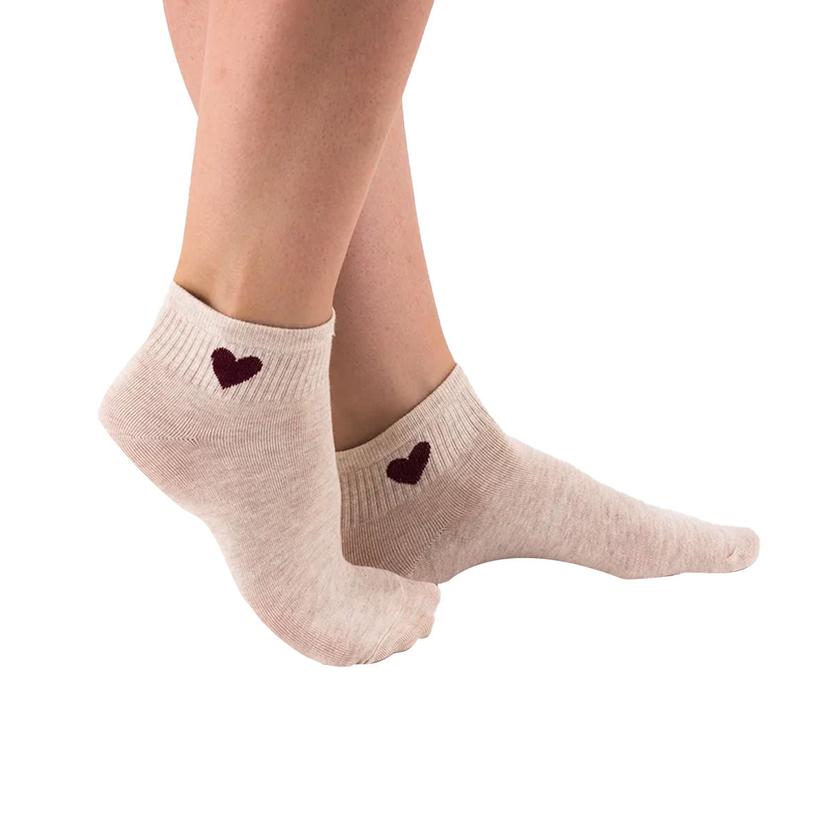 Chaussettes Courtes à Paillettes Cœur Rouge - Taille Unique 36-42 - Coton Et Polyester | STC