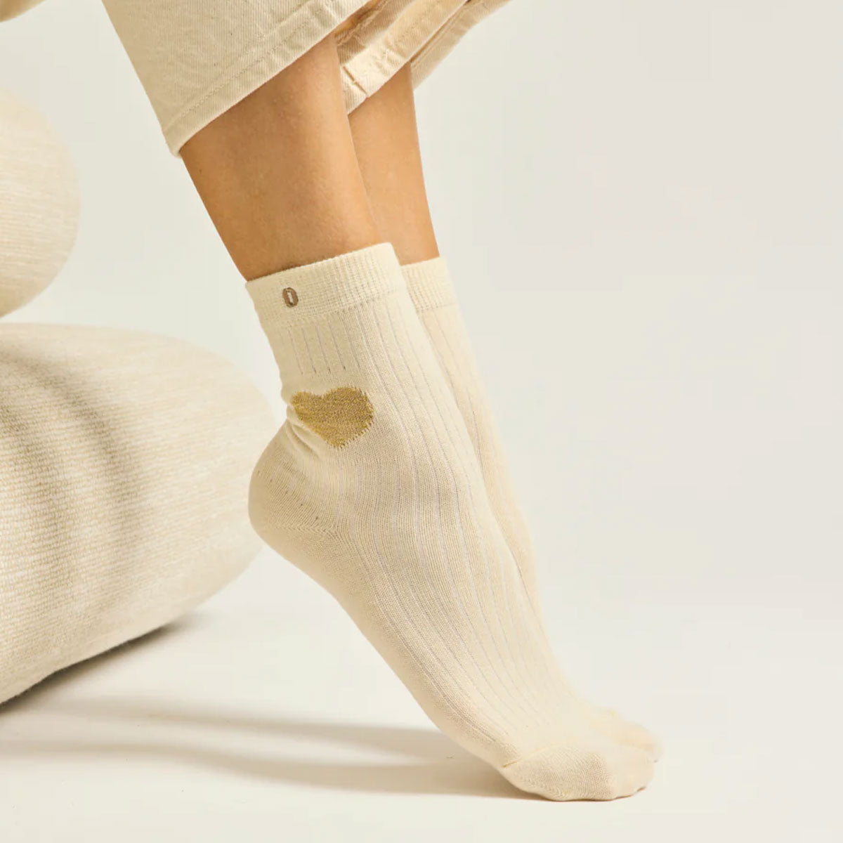 3 Paires Chaussettes Cœur Femme – Blanc, Taille 36-40, Coton Doux, Motif Cœur Romantique