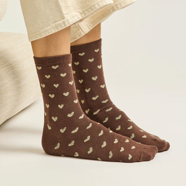 Set of 3 fancy socks - Small Golden Brown Heart