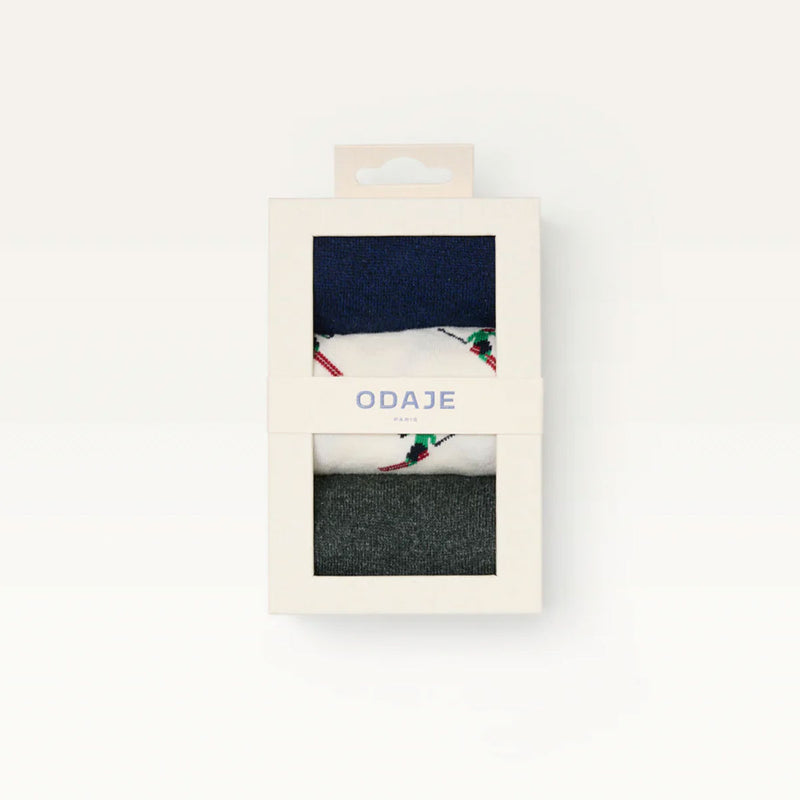 Set of 3 Skier socks - Navy Green - 43/45