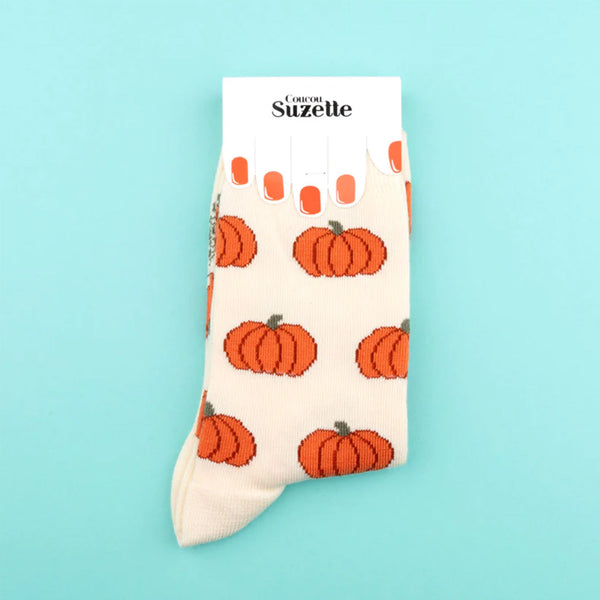 Chaussettes Citrouille - Blanc
