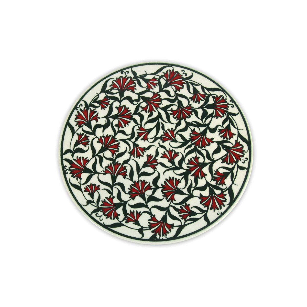 Ancien Dessous-de-plat Rond En Céramique Verte - Décor Canard - Vintage