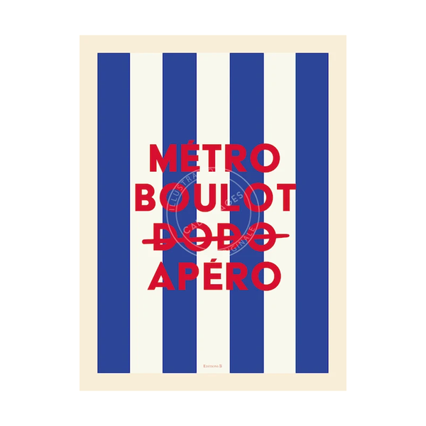 Striped poster Paris - Metro Work Sleep