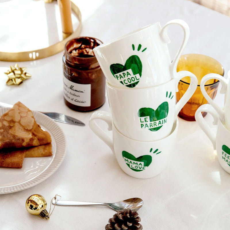 Mama Love Heart Mug - Fir Green