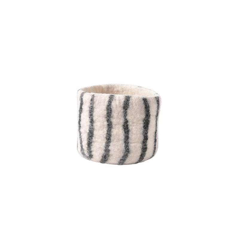 Wool Flower Pot - Black Stripes