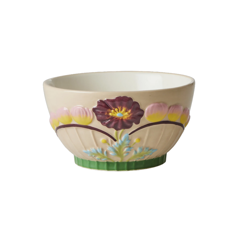 Bol en Céramique à Fleurs - Sable Doux