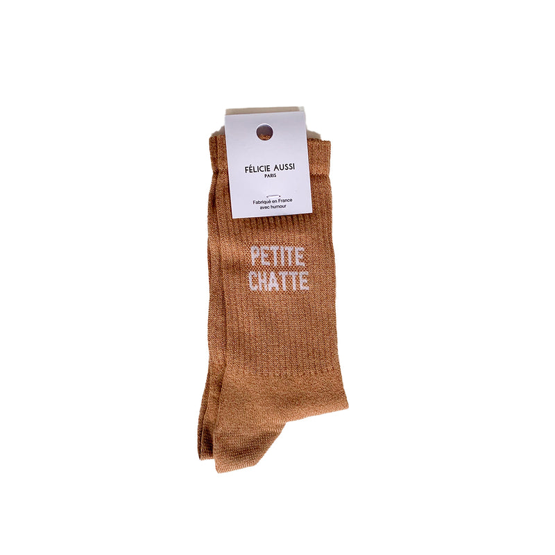 Chaussettes Petite Chatte Paillettes 36/40 - Caramel