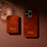 Patent Reptile Leather Card Holder - Cognac | Fleux | 4