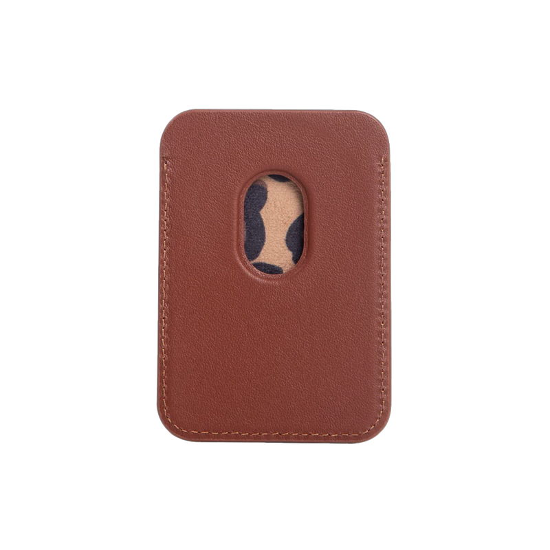 Patent Reptile Leather Card Holder - Cognac
