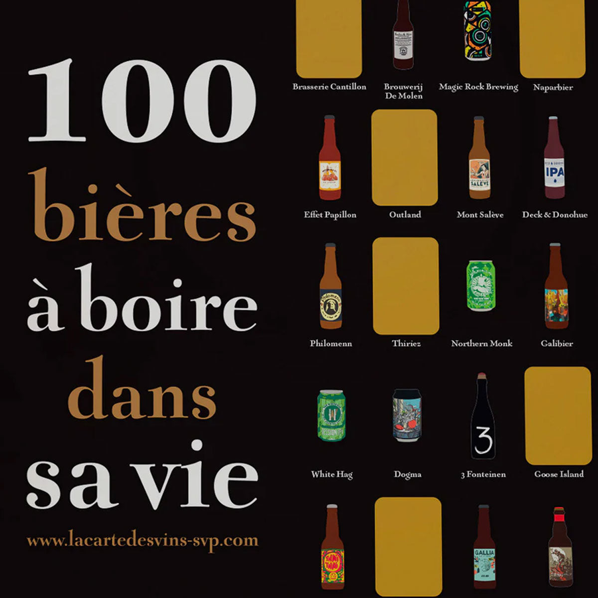 Poster à gratter 100 Bières à Boire dans sa Vie la carte des vins fleux Fleux