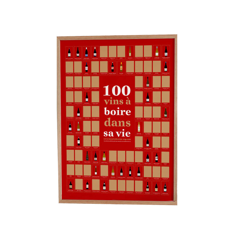 Poster à gratter 100 Vins à Boire dans sa Vie - 50 cm x 70 cm