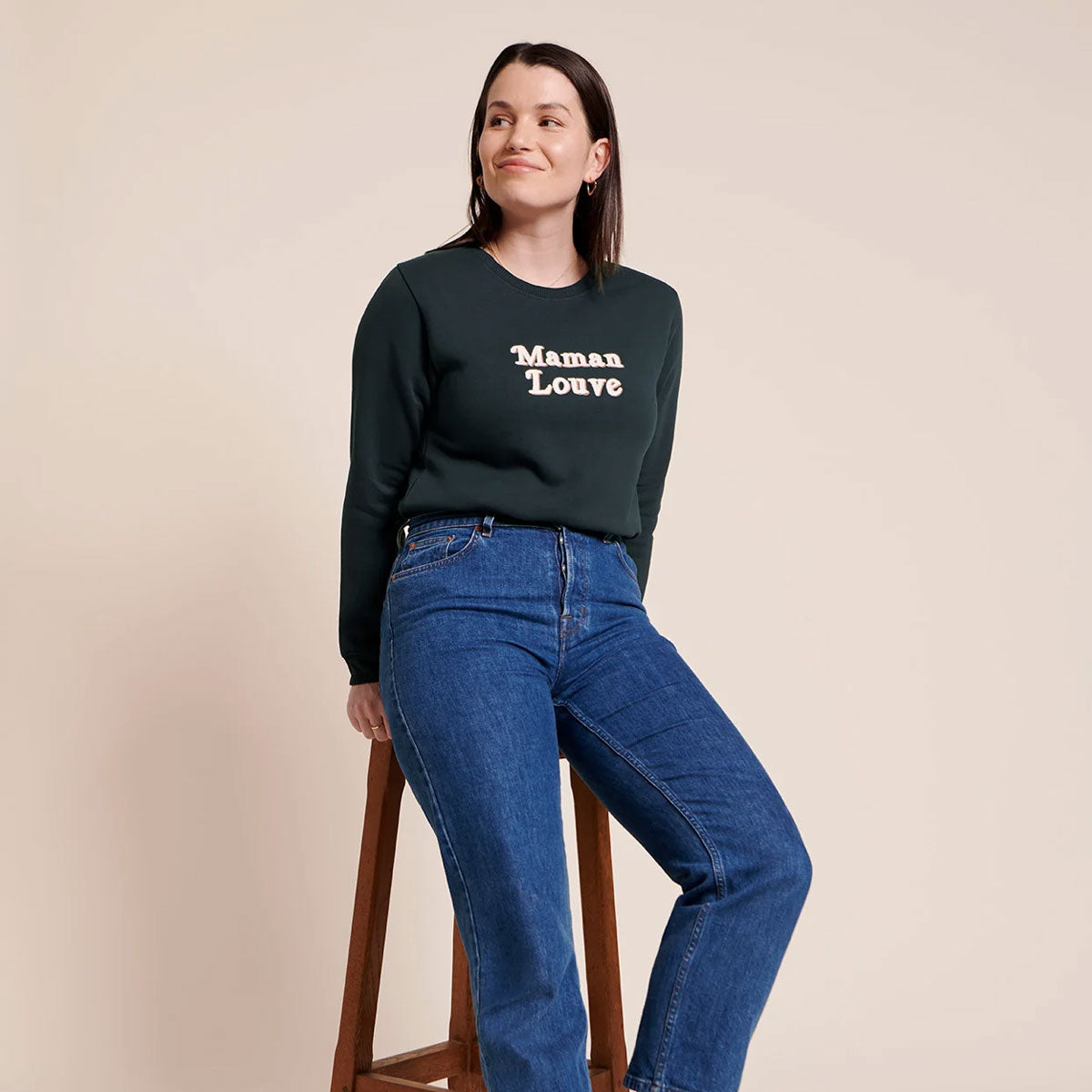 The Mama Wolf Sweatshirt Charcoal Flowers Fleux