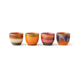 Lot de 4 Tasses à Café Java en Céramique 70'S - 8 x 7 cm | Fleux | 7
