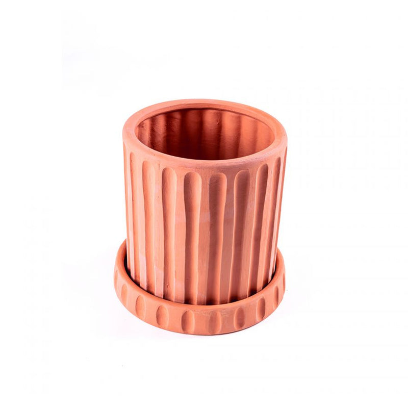 Pot de fleurs avec soucoupe Dorico - Ø 30 cm x 29.5 cm - Terracotta