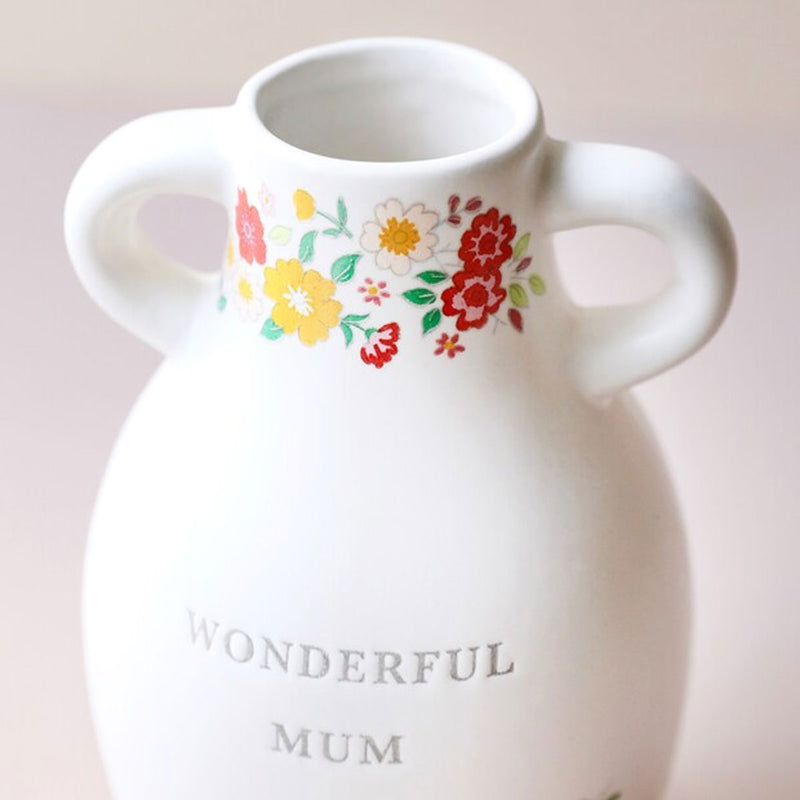 Grand Vase Floral Wonderful Mum en Céramique - h 15.5 cm