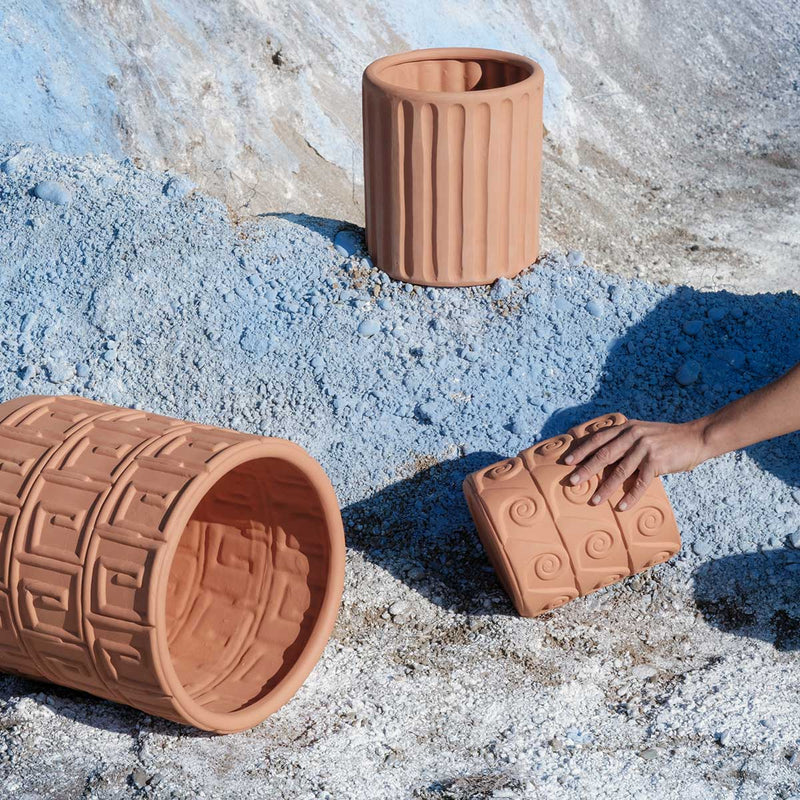 Pot de fleurs avec soucoupe Dorico - Ø 30 cm x 29.5 cm - Terracotta