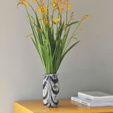 Vase Splash Roll Neck - Ø 9,5 x h 19 cm - Coffee & White Swirl | Fleux | 6