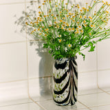 Vase Splash Roll Neck - Ø 9,5 x h 19 cm - Coffee & White Swirl | Fleux | 5
