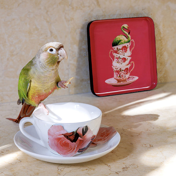 Flamingtea square tray - 15 × 15 cm