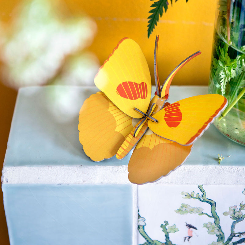 Yellow Butterfly wall decoration made from recycled cardboard