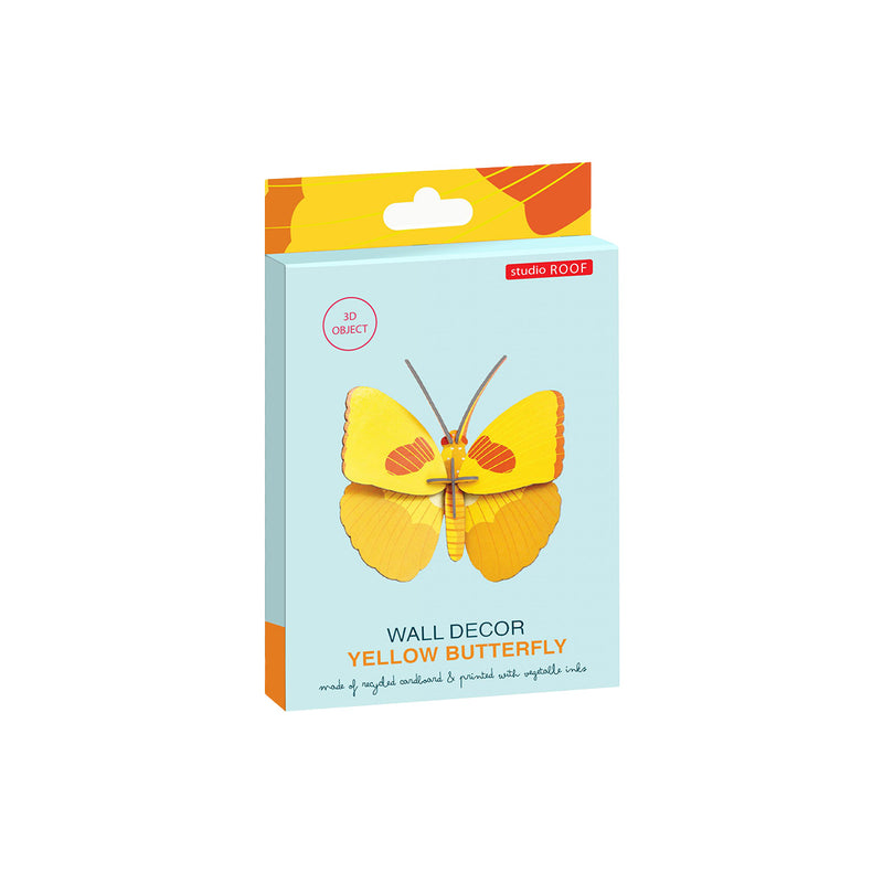Yellow Butterfly wall decoration made from recycled cardboard