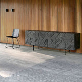 Graphic sideboard in varnished teak - 4 doors  | Fleux | 7