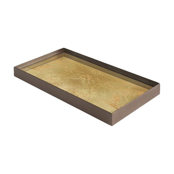 Gold Leaf Glass Tray - Gold