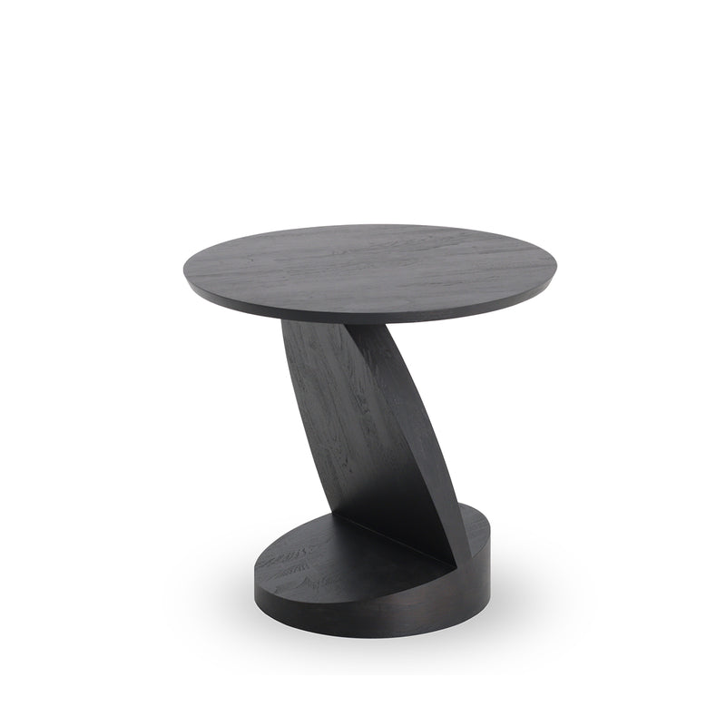 Table d'appoint Oblic en teck noir verni - Ø 52 cm