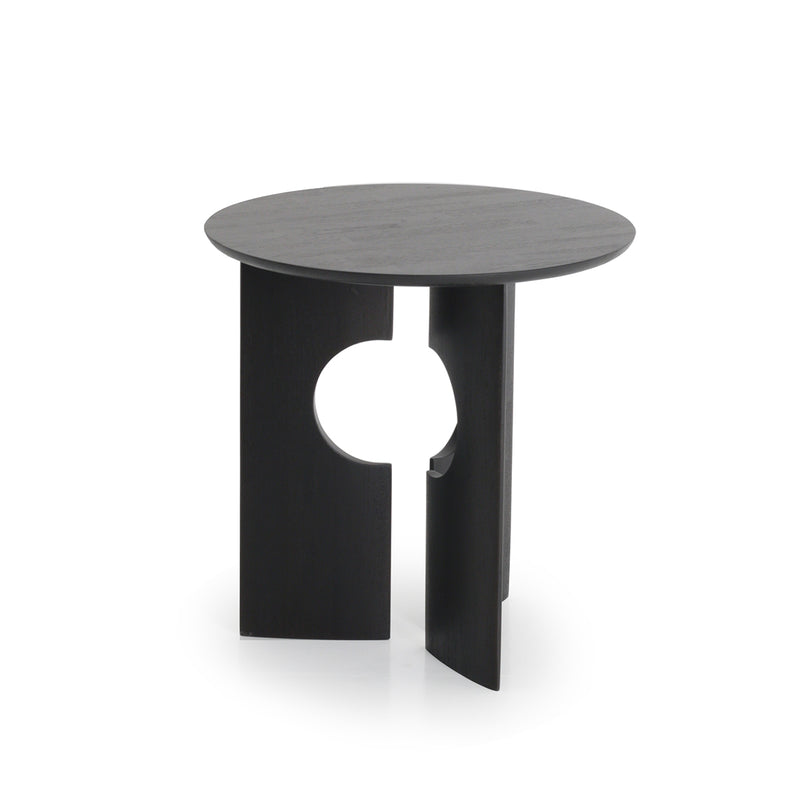 Cove side table in varnished black teak Ø 50 cm Ethnicraft Fleux