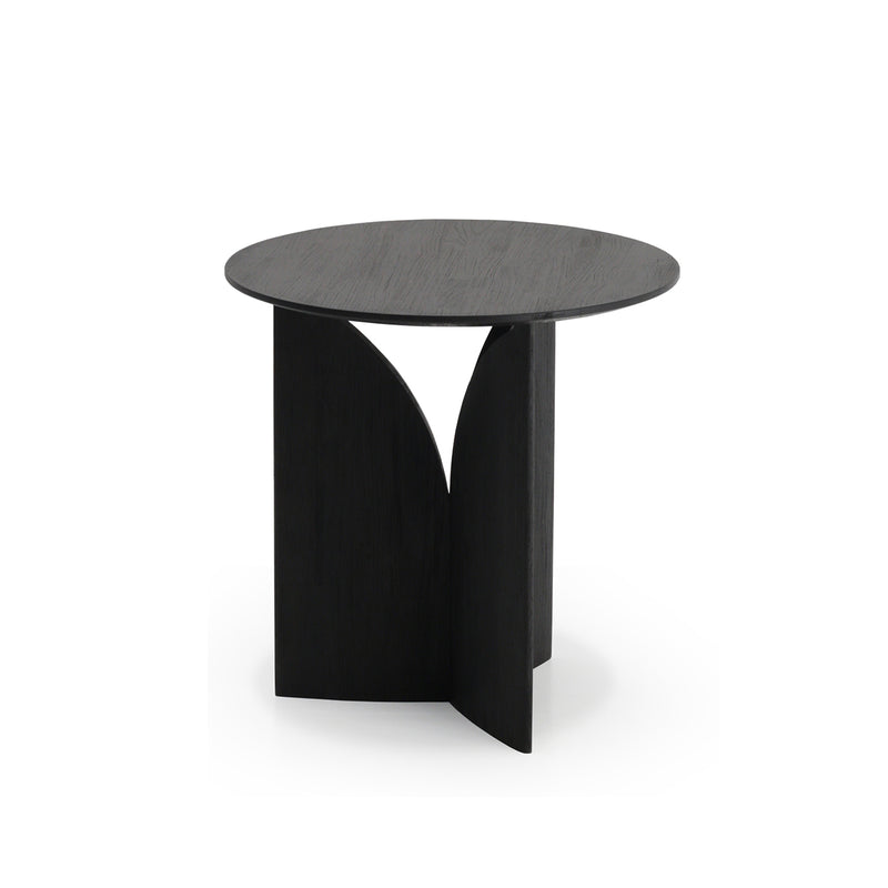 Fin side table in varnished black teak - Ø 50 cm