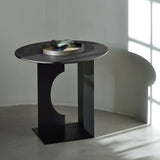 Arc side table in varnished black teak - Ø 50 cm | Fleux | 9