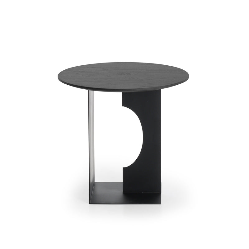 Arc side table in varnished black teak - Ø 50 cm