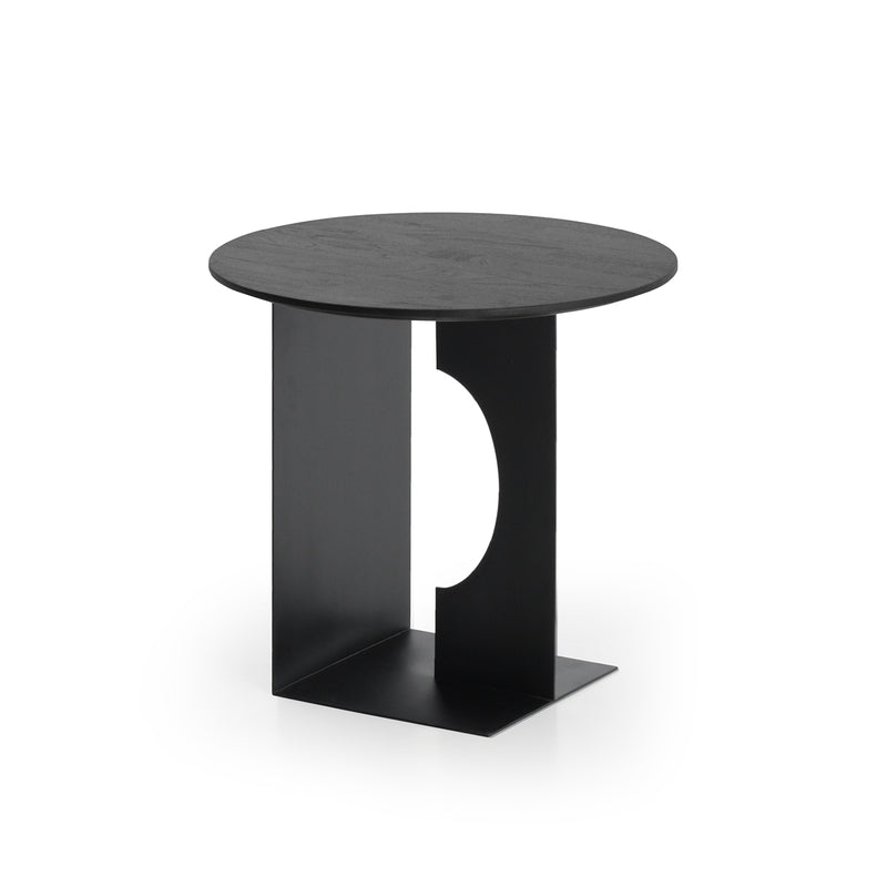 Arc side table in varnished black teak - Ø 50 cm