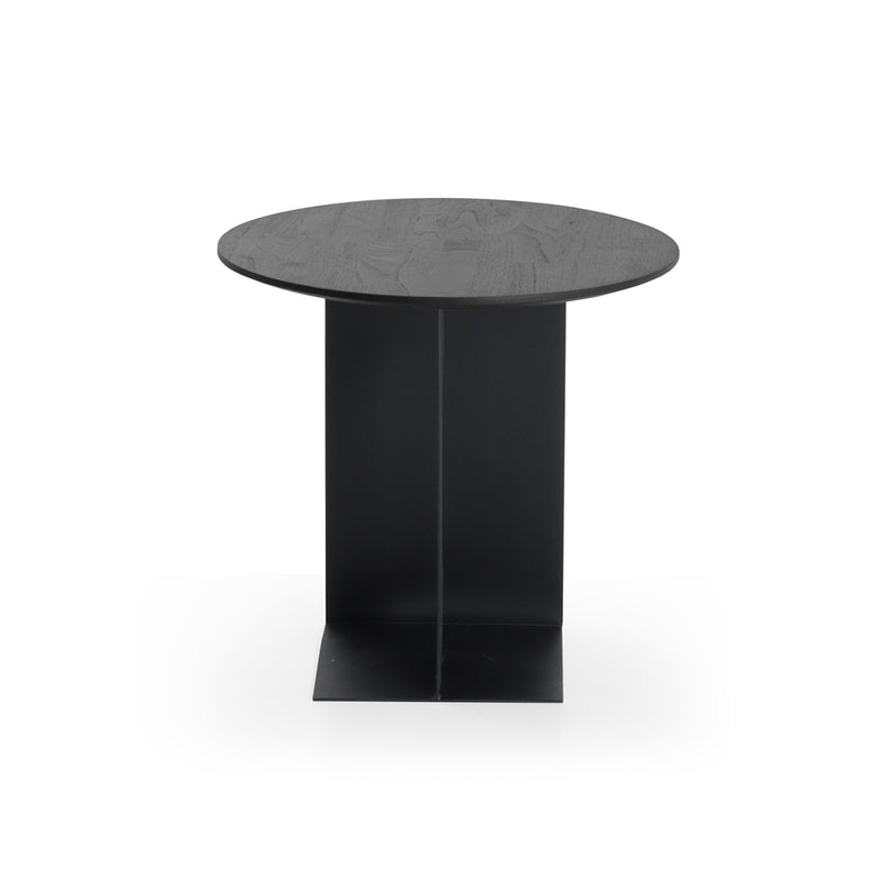 Table d'appoint Arc en teck noir verni - Ø 50 cm