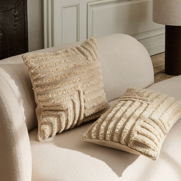 Pleated Wool Crease Cushion - Light Sand