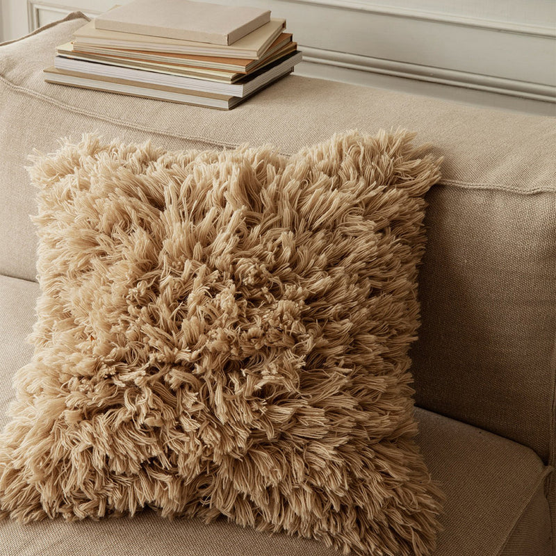 Coussin Meadow à poils longs - Sable clair - 50 x 50 cm