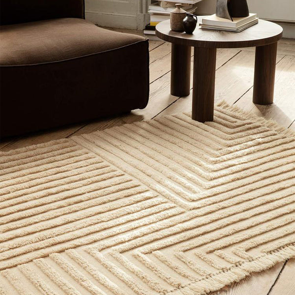 Crease rug in pleated wool - 160 x 250 cm - Light sand