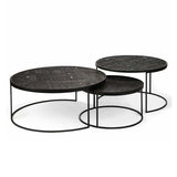 Set de 3 Tables Gigognes Tabwa Nesting en teck noir - Ø 95 cm | Fleux | 3