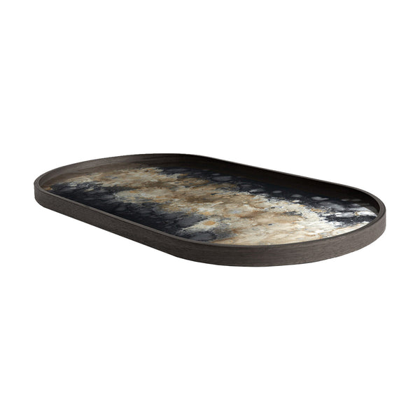 Plateau ovale en verre Black Organic