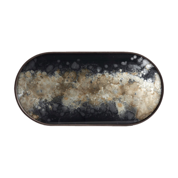 Black Organic Oval Glass Tray