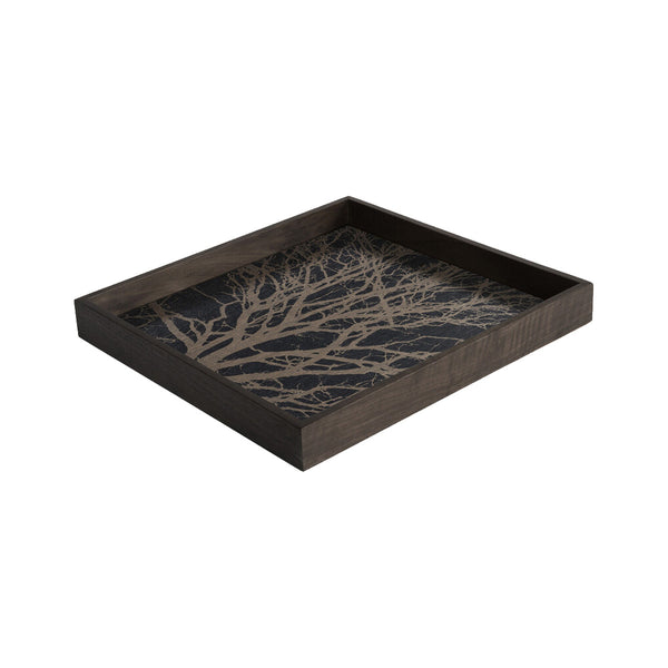 Black Slice Wooden Tray - Brown