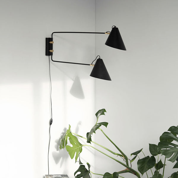 Double Club Wall Lamp - 81 x 42 cm - Black